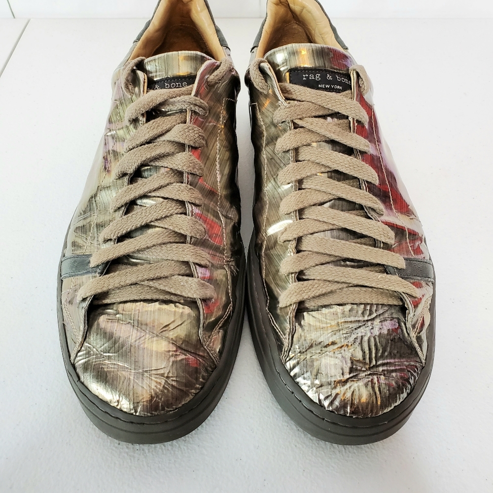 *SOLD* Rag & Bone Metallic Leather Low Top Sneakers 13 - Picture 6 of 11